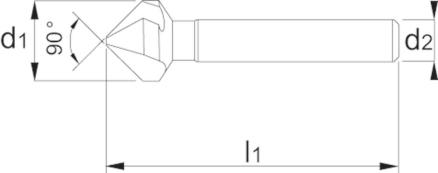 HSS-E Verzinkboor DIN 335-C 90°, 3 snijkanten, in Quadrobox met ophangoog